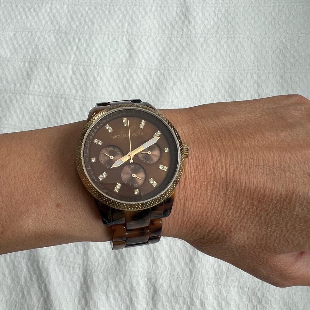 Michael Kors Tortoise shell and gold womens watch